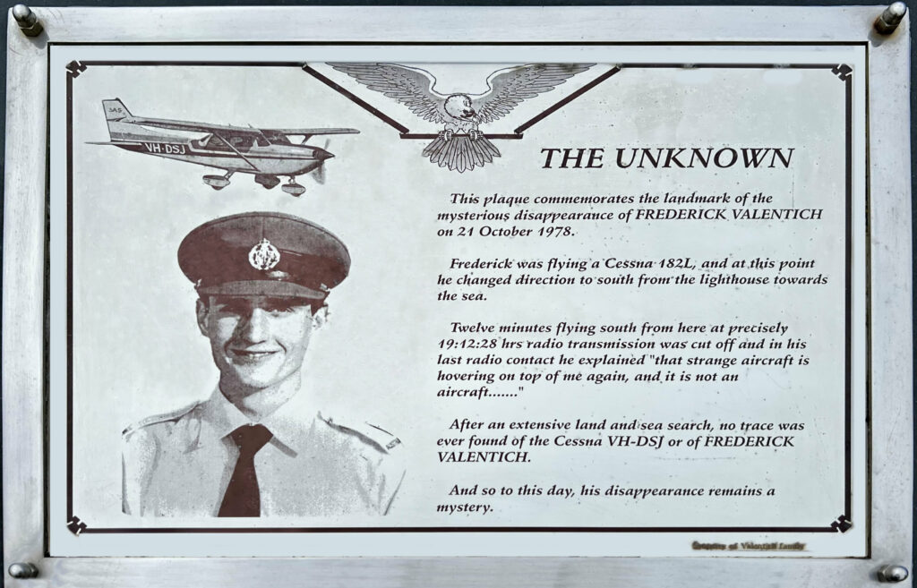 Memorial Plaque fto Frederick Valentich at Cape Otway